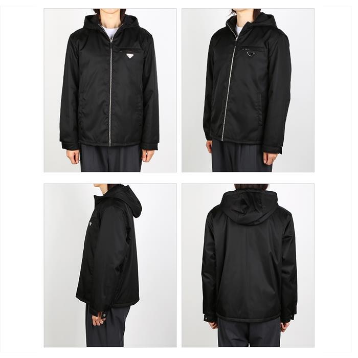 PRADA Logo Re-Nylon Hooded Jacket Black Men’s