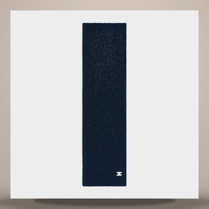 CELINE Triomphe Seamless Cashmere Scarf Navy AA0GF384D 07MR