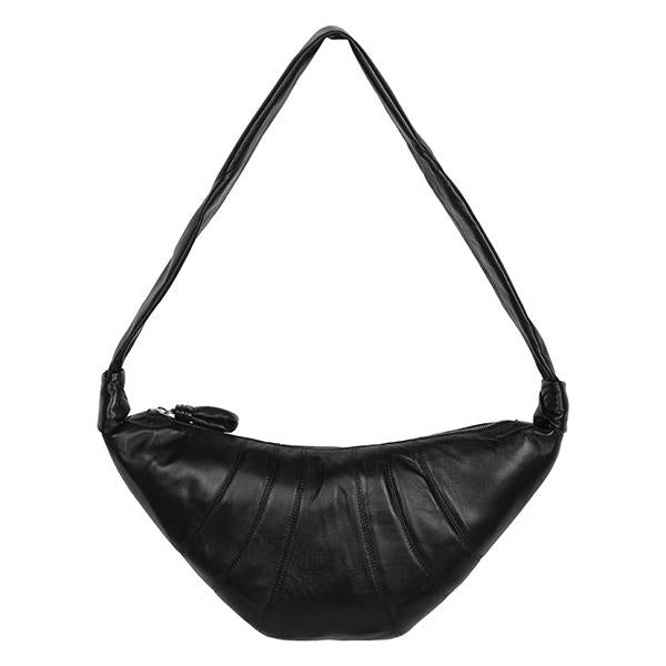 Lemaire Black Leather Croissant Medium Crossbody Bag