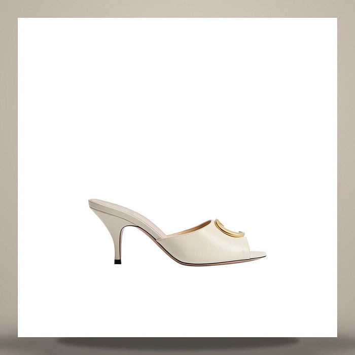 DIOR White Lambskin Initial Heel Slide Sandals KDO675LABS03W