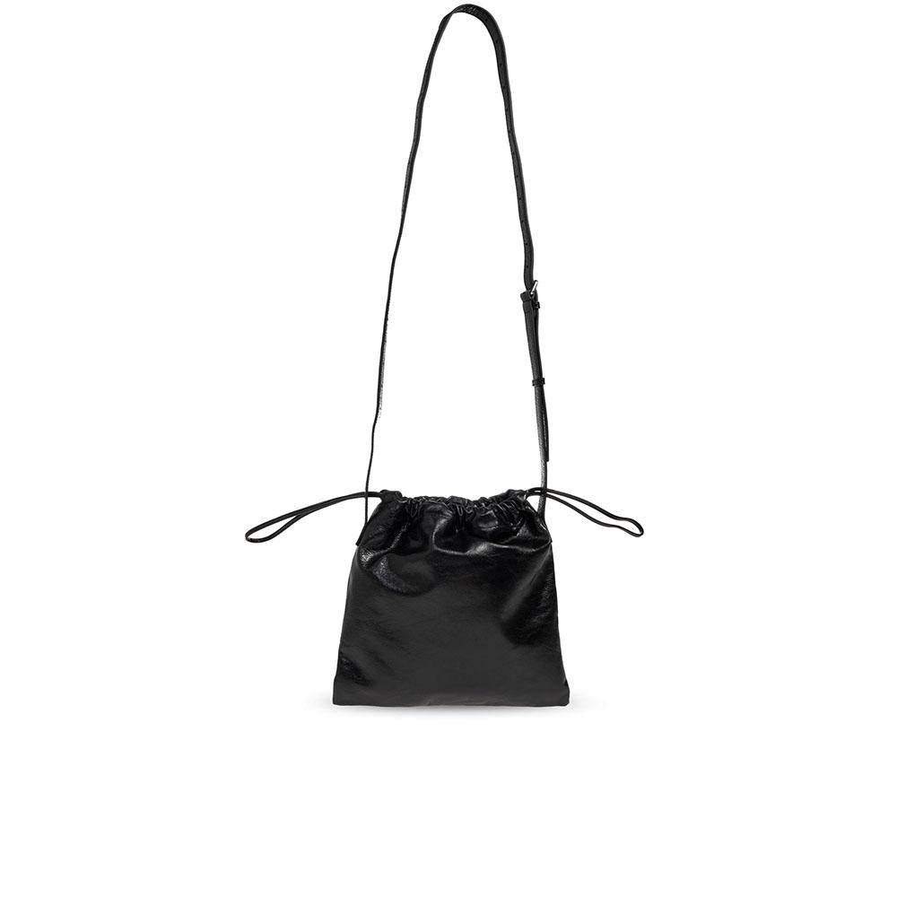 BALENCIAGA Black Leather Shopper Pouch Crossbody Bag