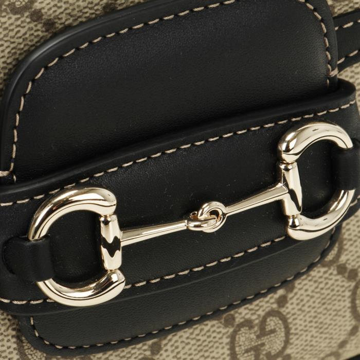 GUCCI Horsebit 1955 Soft Small Shoulder Bag Beige Leather