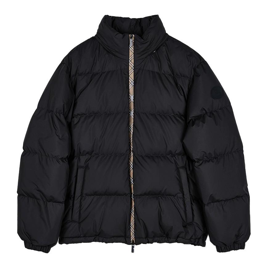 BURBERRY Men’s Check Snowdon Down Puffer Jacket Black