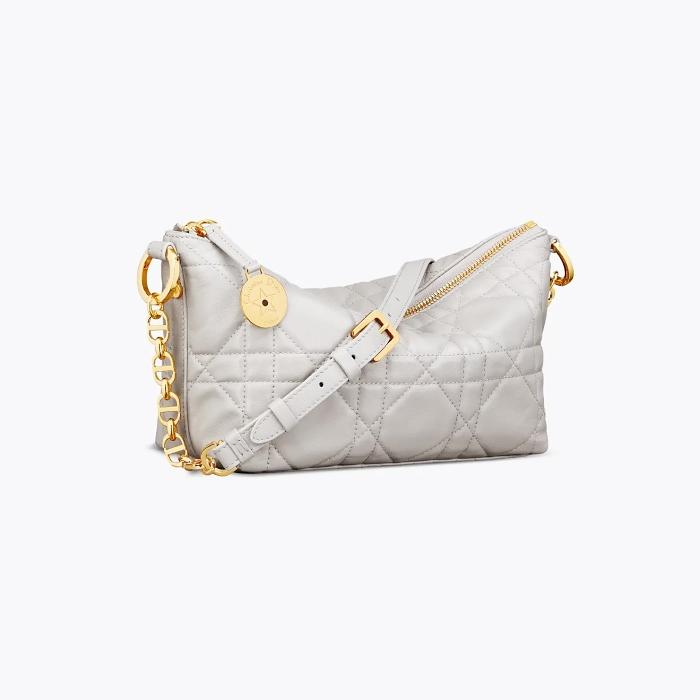 DIOR Diorstar Chain Hobo Bag Leather Shoulder Bag Gray S3202UDBB M55G