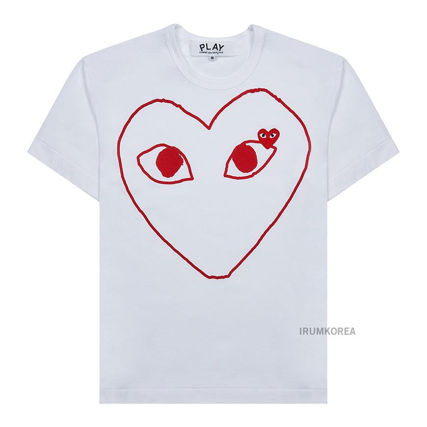 Comme des Garcons Unisex Heart Logo T-Shirt AX T100 051 WHITE