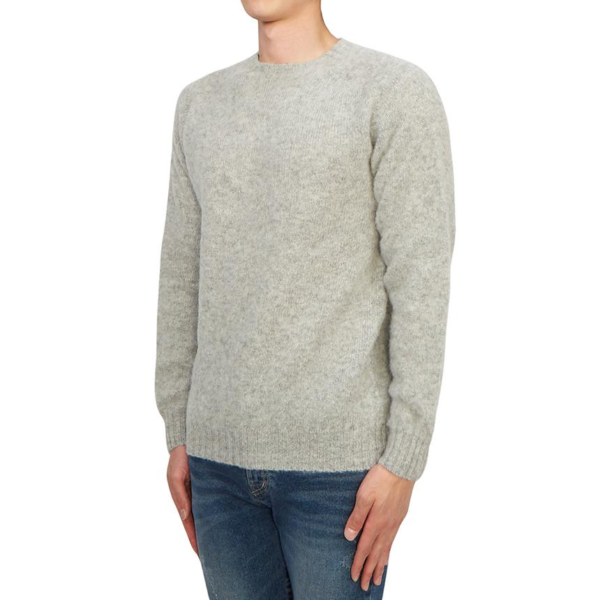 Harley OF SCOTLAND Shaggy Dog Silver Crewneck Wool Sweater Men
