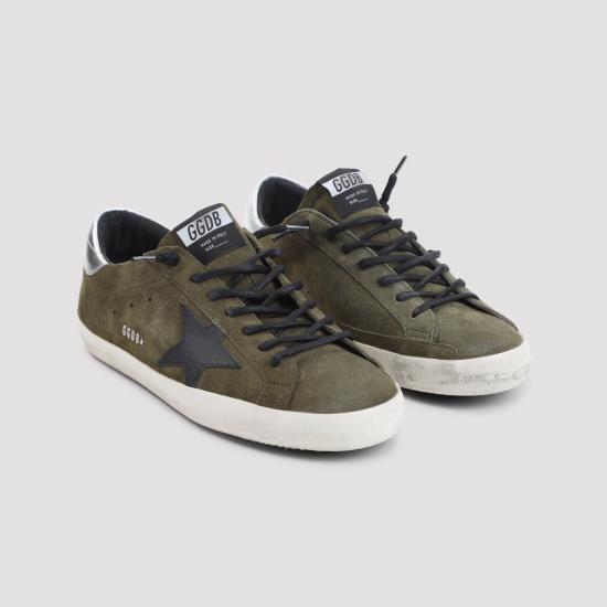 GOLDEN GOOSE Dark Green/Black/Silver Leather Superstar Sneakers Men