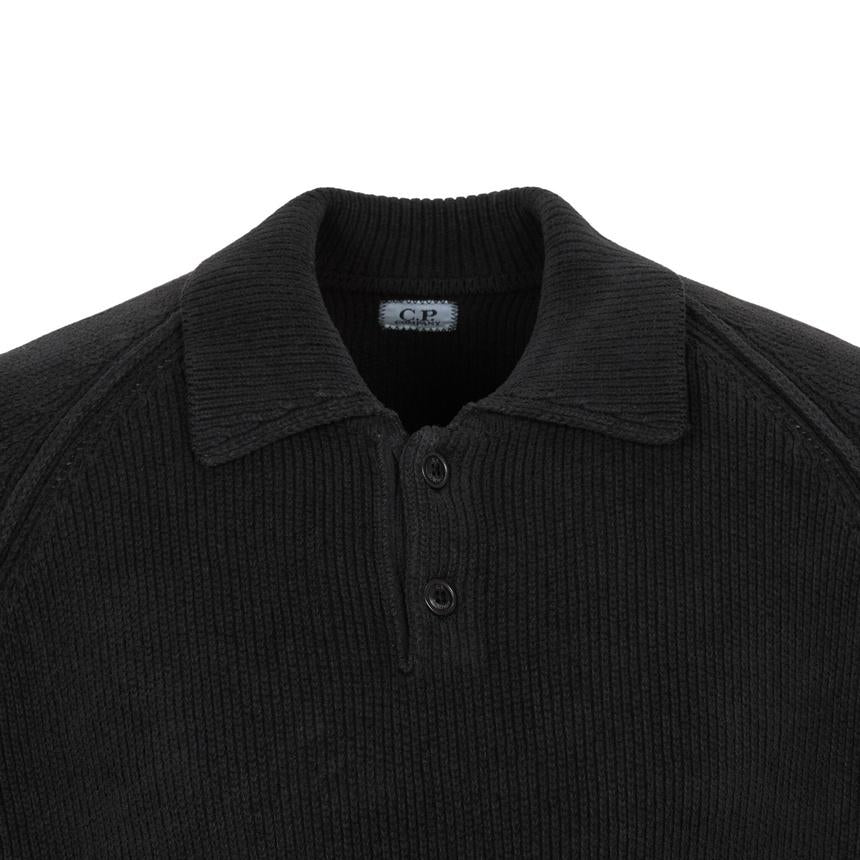 CP Company Men’s Knit Polo Sweater Black