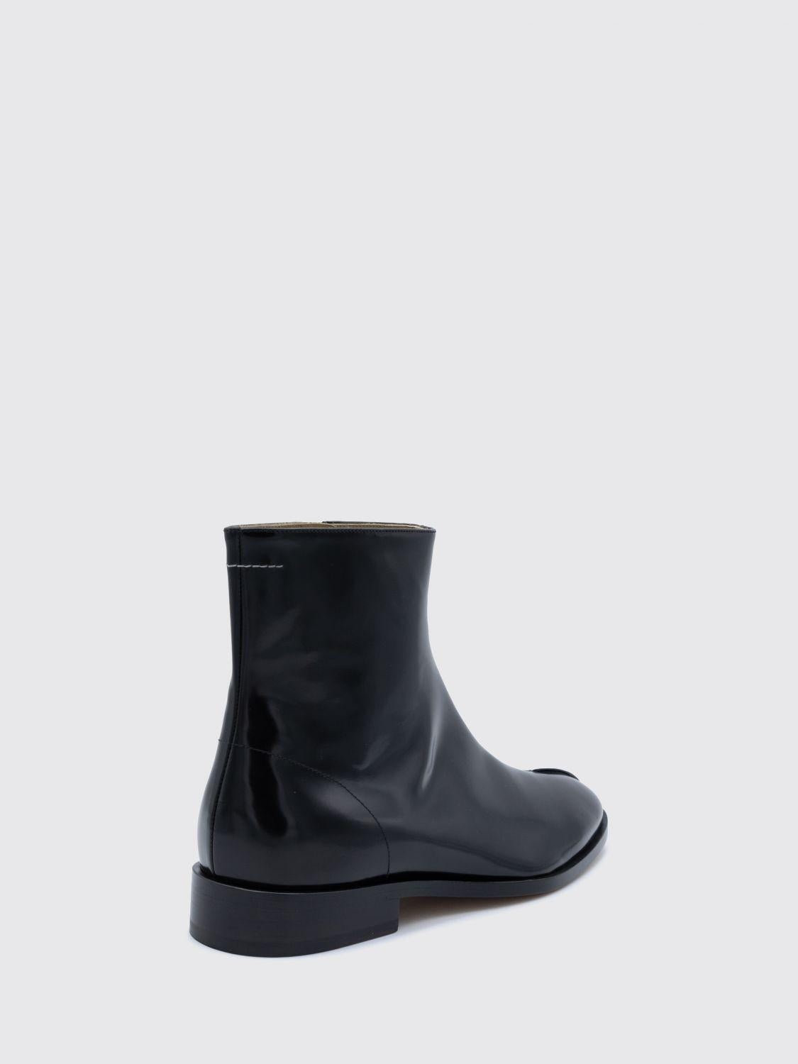 Maison Margiela Black Leather Mid Boots for Men
