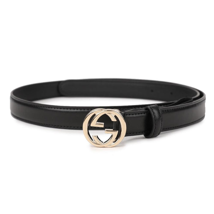 GUCCI Interlocking G Buckle Leather Belt Black 813005 0YA0G 1000
