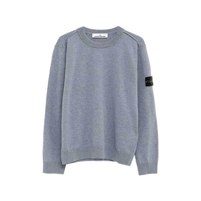 STONE ISLAND Avio Blue Crewneck Knit Sweater Men 5100010