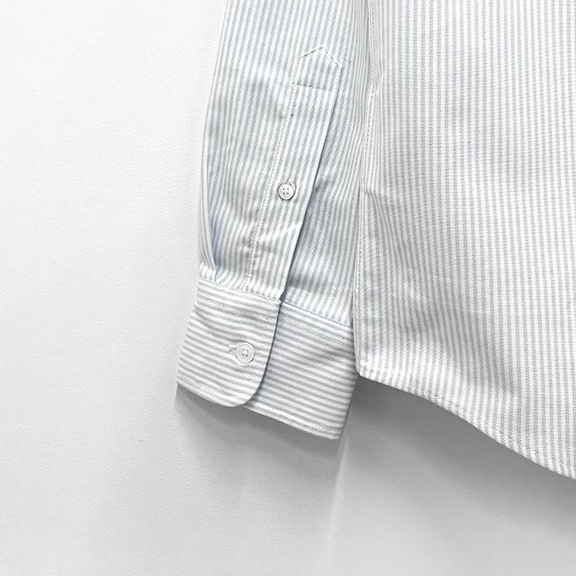 AMI Heart Logo Button-Down Stripe Long Sleeve Shirt