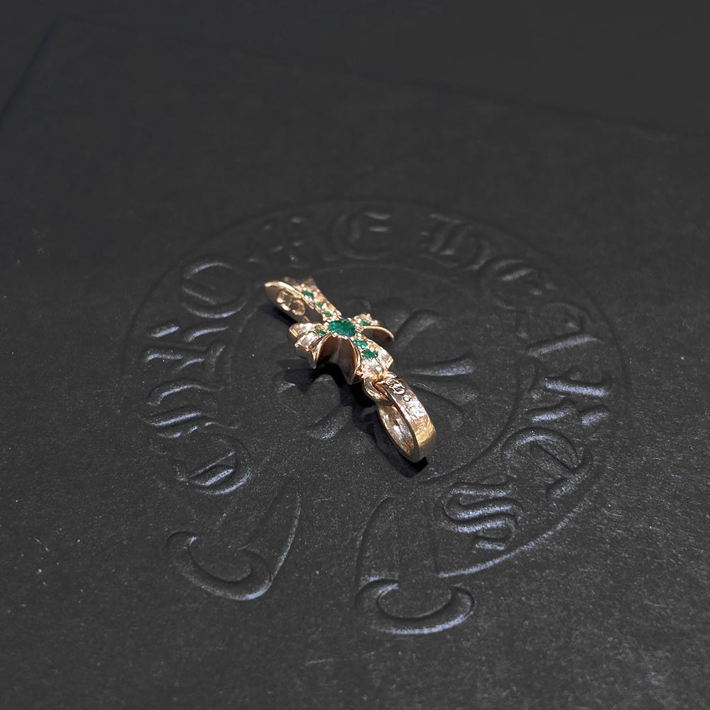 Chrome Hearts 22K Baby Fat Emerald Pendant Necklace Unisex
