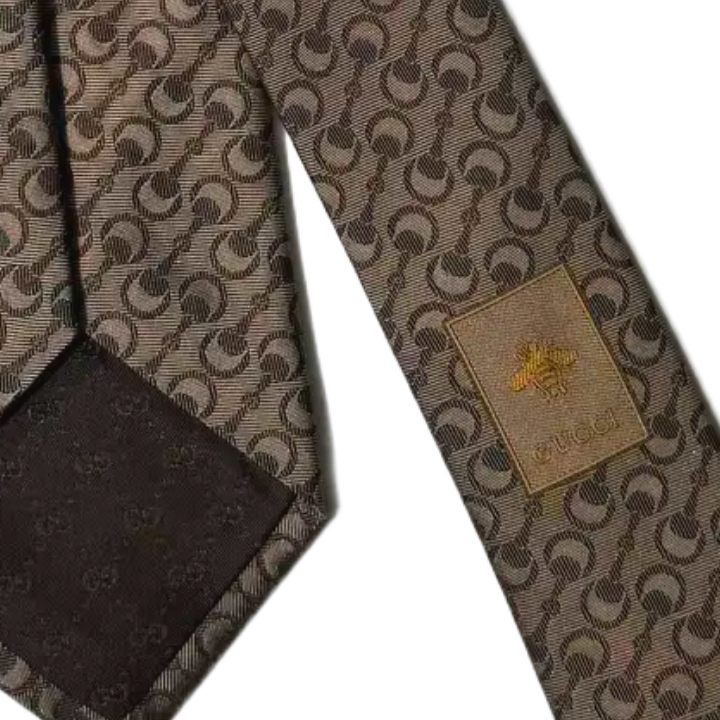 GUCCI Horsebit Silk Jacquard Tie Beige Men’s 836101 4E009 9700