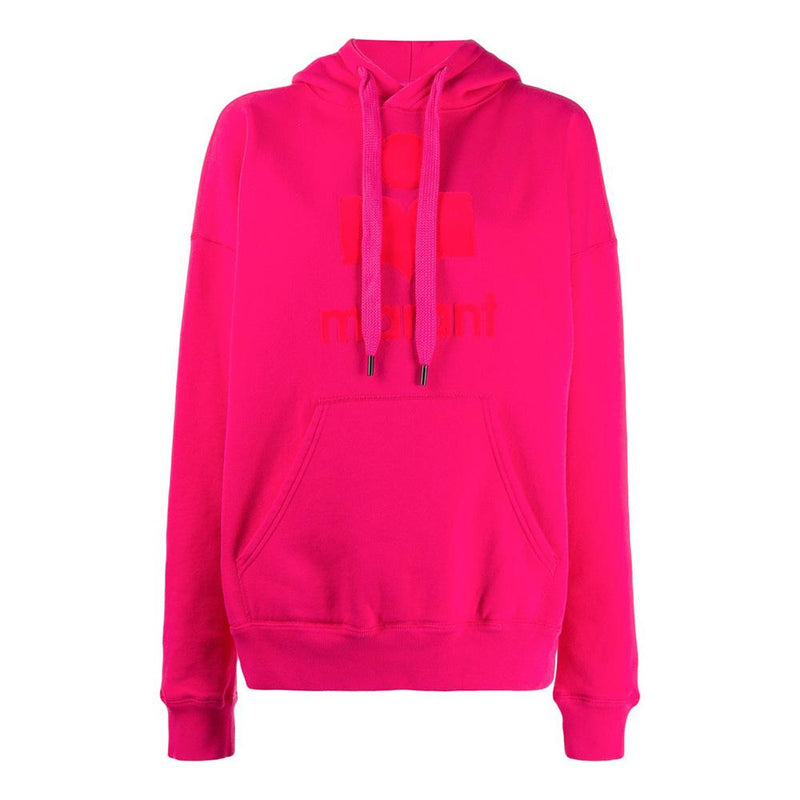 Isabel Marant Neon Pink Velour Logo Oversized Hoodie SW0031 20P035E 40NP