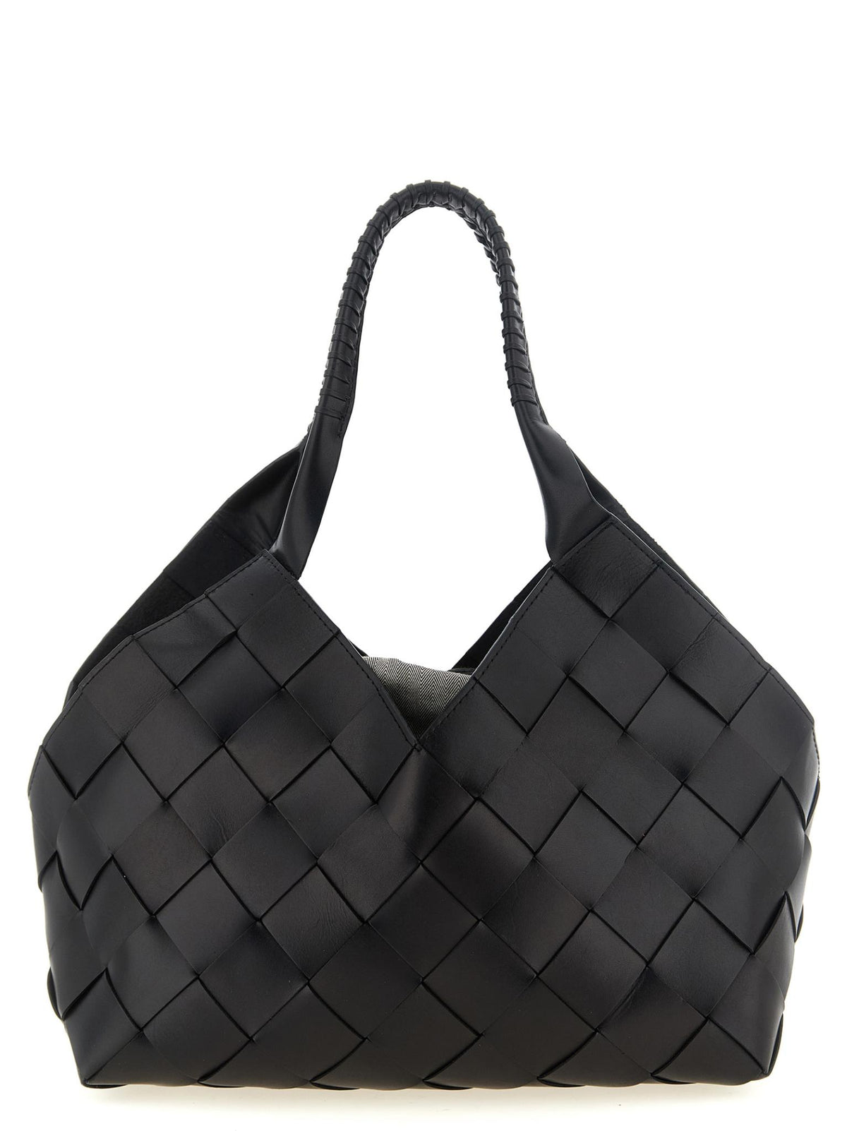 Dragon Diffusion Woven Leather Shoulder Bag Black