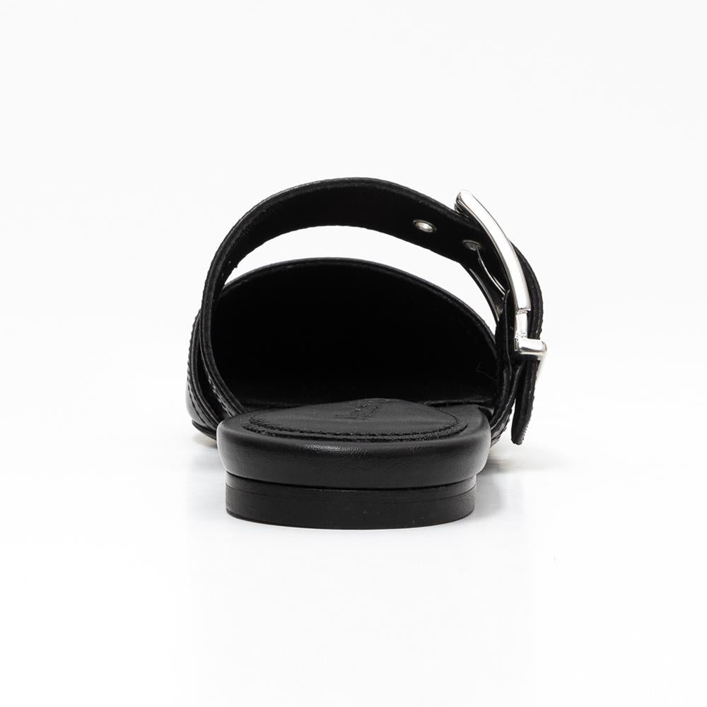 Alexander Mcqueen Punk Buckle Detail Black Women’s Flat Mules