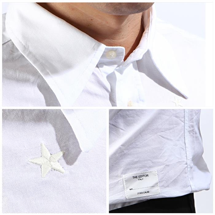 The Editor Star Embroidered Classic Long Sleeve Shirt 1309T2 4865 01