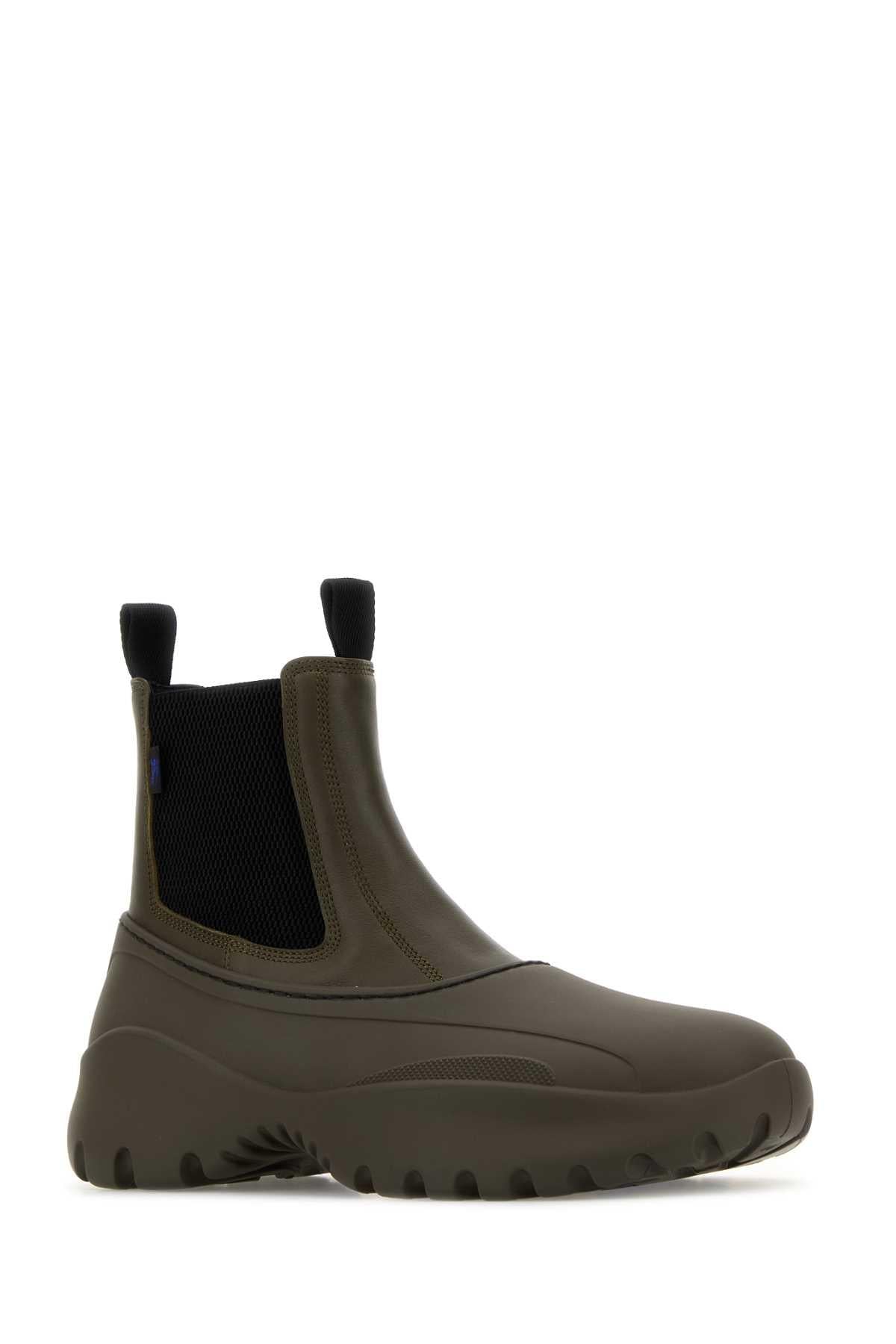 BURBERRY Black Rubber Rain Boots for Men