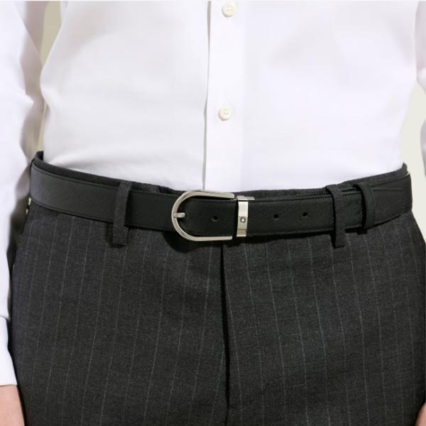 Montblanc Sartorial Embossed Leather Belt 30mm Horsebit Style Men's
