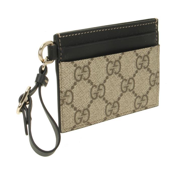 GUCCI GG Emblem Strap Card Case Wallet Ivory Leather