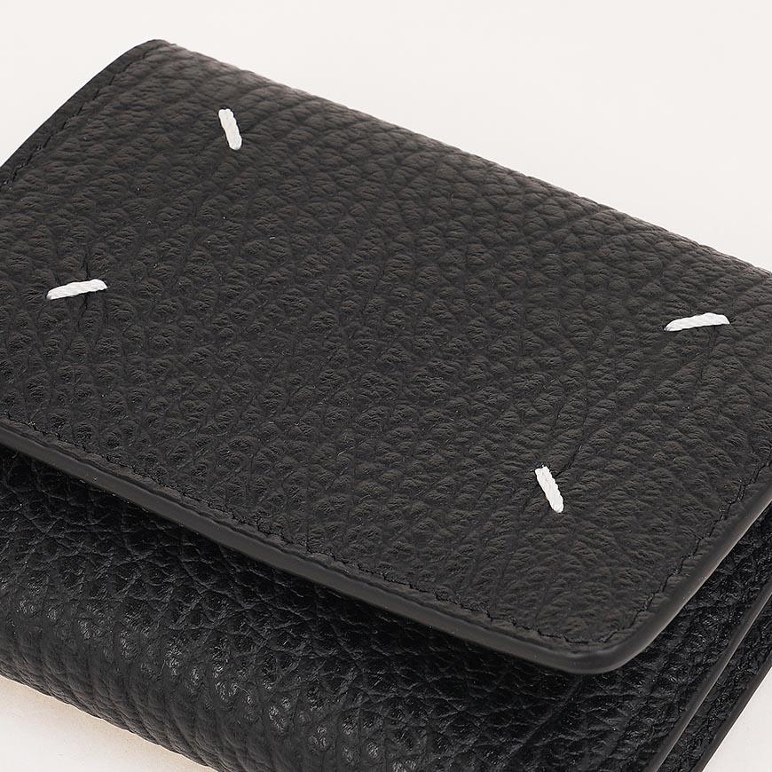 Maison Margiela Unisex Four-Stitch Leather Bifold Wallet Black