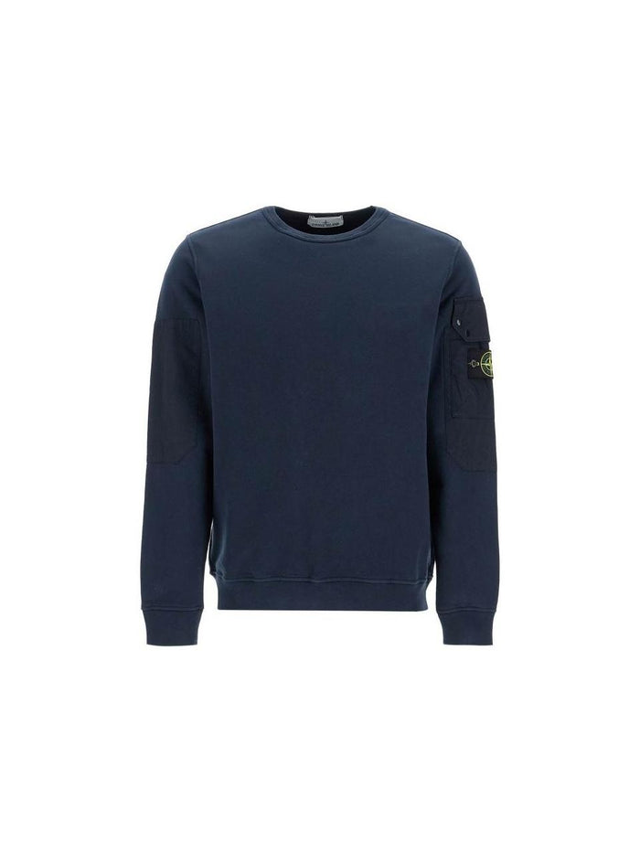 STONE ISLAND Brushed Cotton Fleece Sweatshirt Black Men’s Pullover