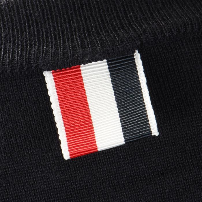 THOM BROWNE 4-Bar Relaxed Wool Pullover T-Shirt Navy