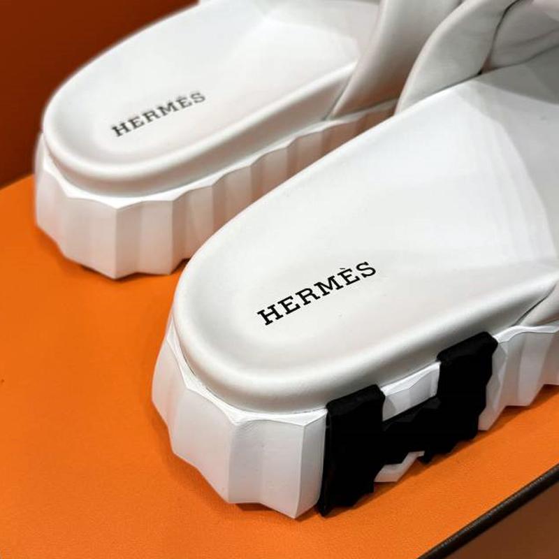 HERMES White Black Calfskin Infra Sandals Low-Top Sneakers