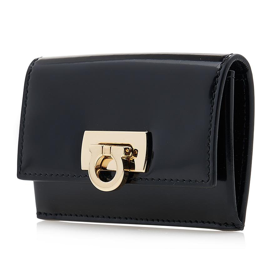 Ferragamo Gancini Leather Card Holder Black 0760662 1