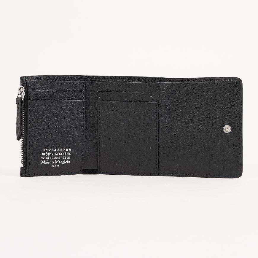 Maison Margiela Unisex Four-Stitch Leather Bifold Wallet Black
