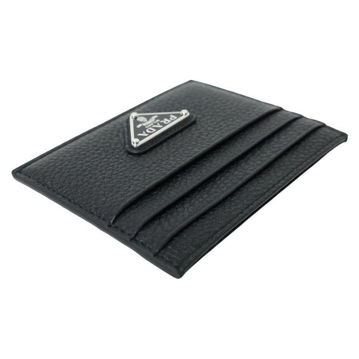PRADA Men's Leather Triangle Logo Card Holder