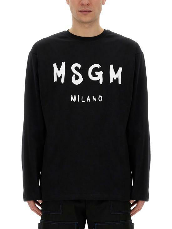 MSGM Brushed Logo Long Sleeve T-Shirt Black Men’s