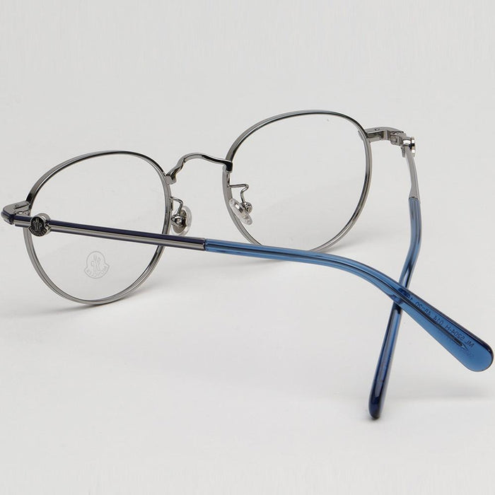 Moncler Silver Metal Round Eyeglass Frame Unisex ML5204H 014