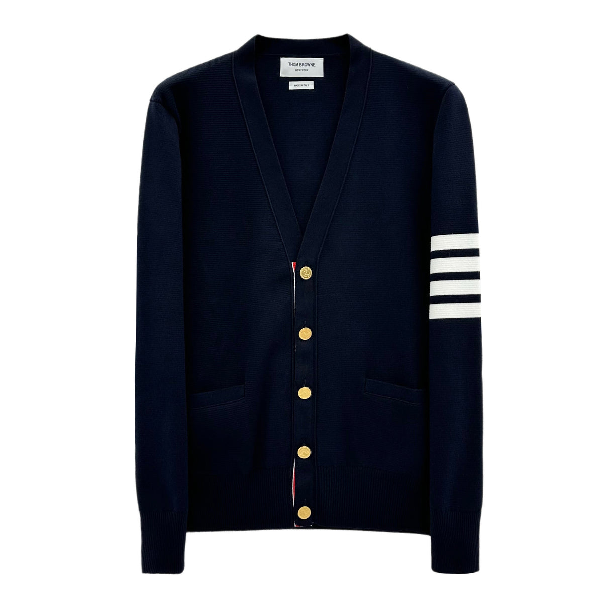 THOM BROWNE Men's Milano Stitch Arm Stripe Knit Cardigan MKC171A 415