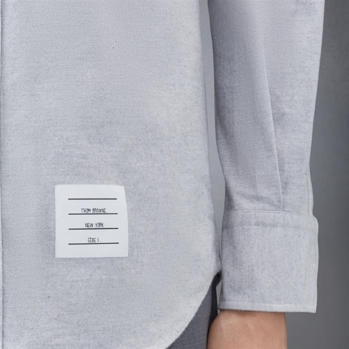 THOM BROWNE Solid Flannel 4-Bar Name Tag Straight Fit Long Sle MWL272A 05245 035