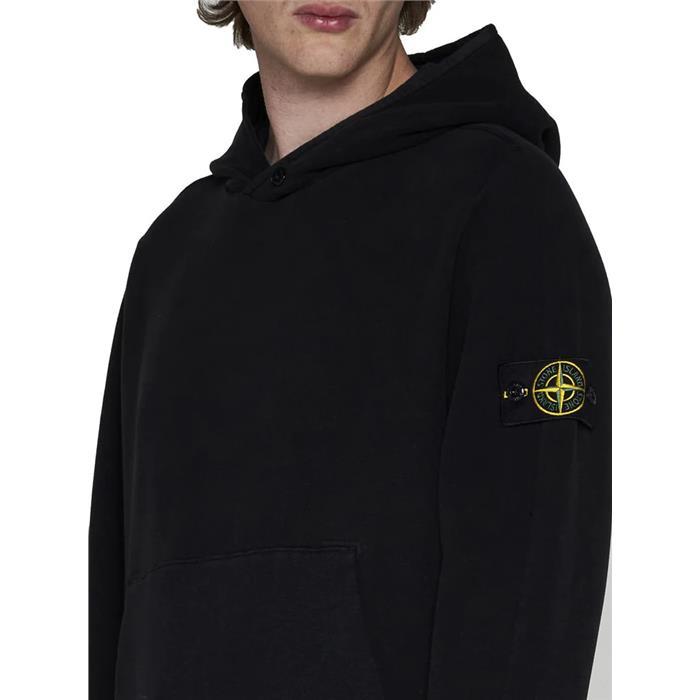 STONE ISLAND Black Logo Patch Hoodie Sweatshirt 791561252 V0029