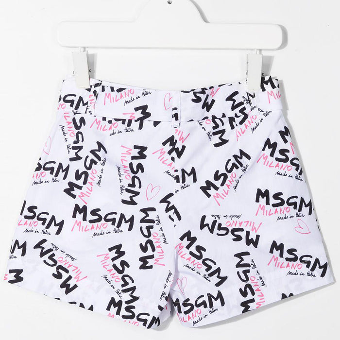 MSGM Allover Logo Shorts Women Black Kids 21SS