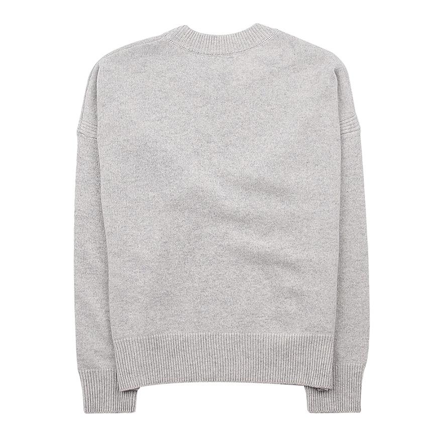 Maison Kitsune Fox Head Logo Crewneck Knit Sweater Light Gray Women