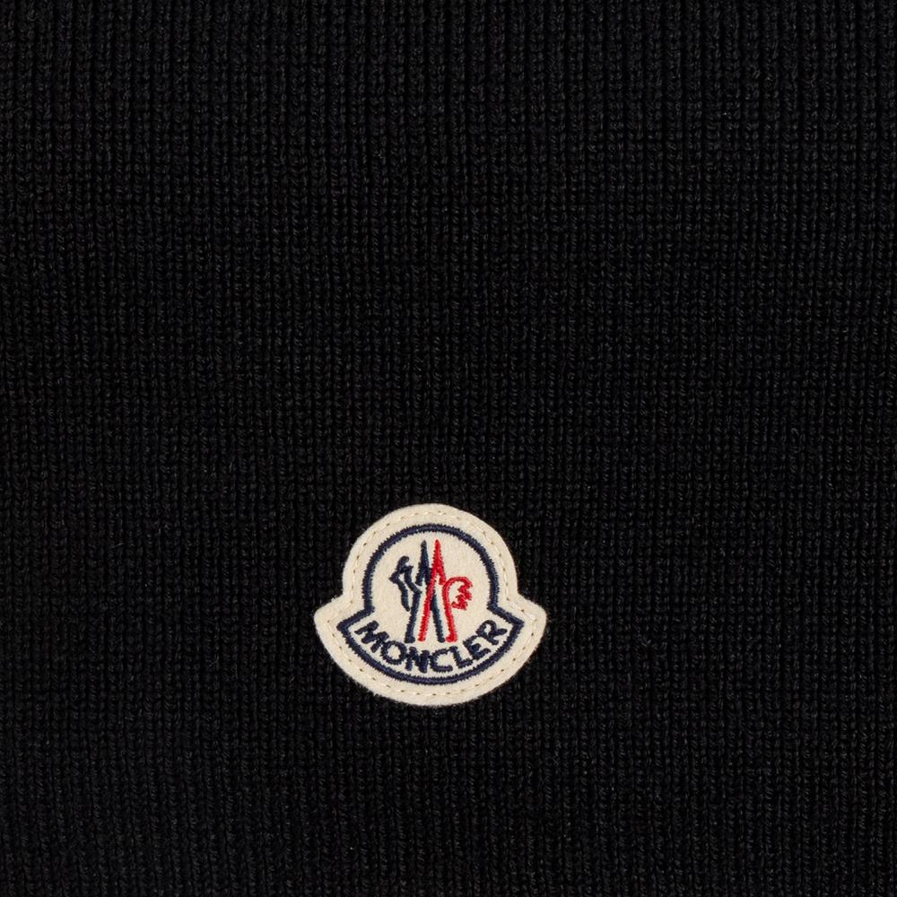 Moncler Logo Patch Wool Scarf Black 3C00018 A9342 999