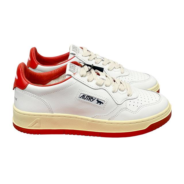 AUTRY Men’s Medalist Leather Low-Top Sneakers White/Red AULMMK02