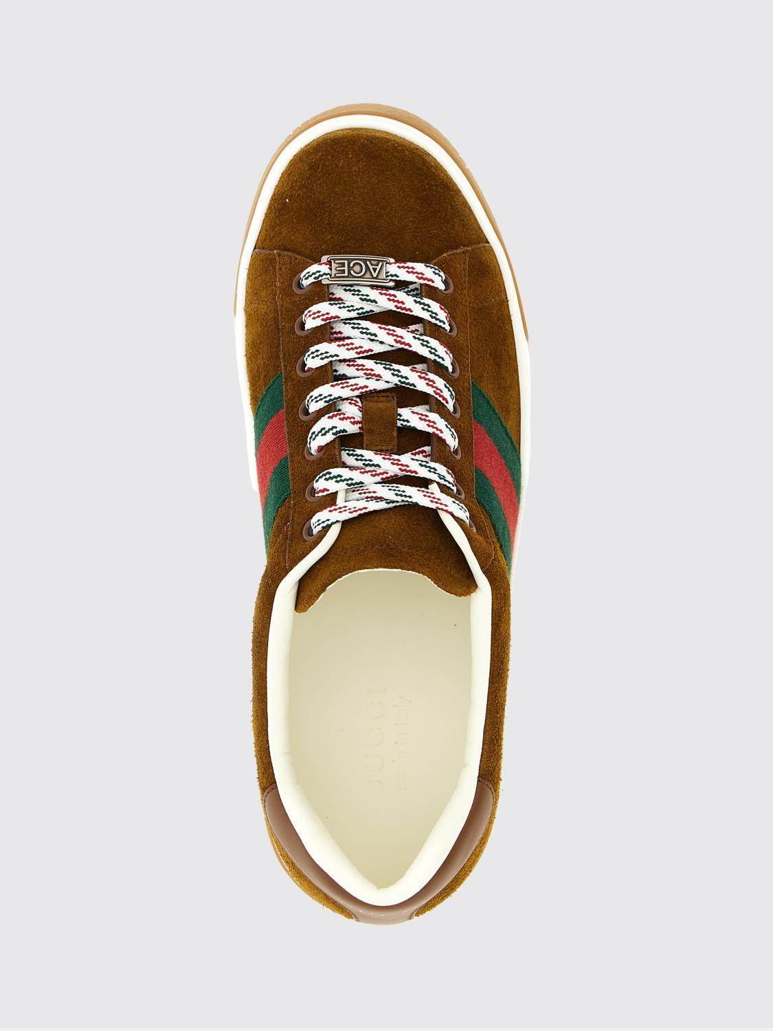 GUCCI Leather Low-Top Sneakers Men’s Brown