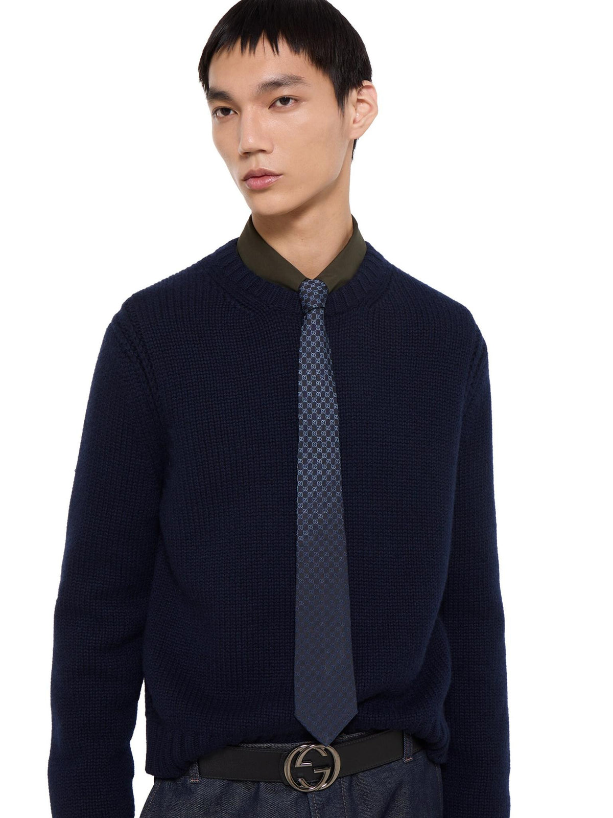 GUCCI Silk Blue Patterned Men’s Tie
