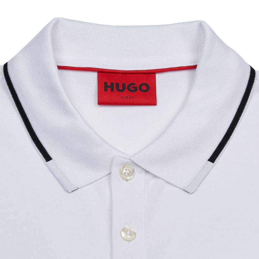 HUGO BOSS Men’s Embroidered Logo Polo T-Shirt White Cotton