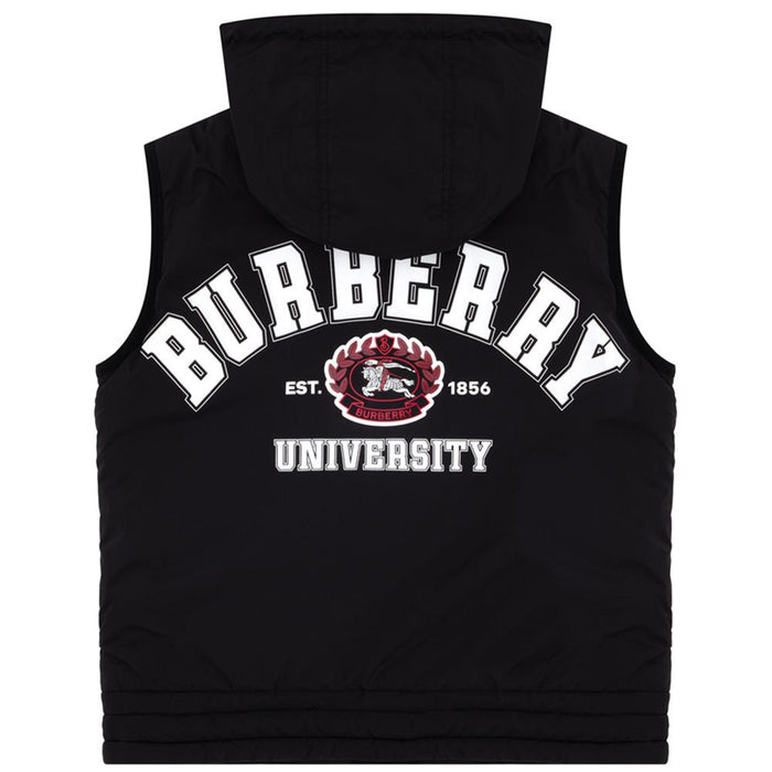 BURBERRY Black Quilted Back Logo Down Vest Women