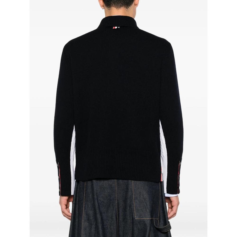 THOM BROWNE Gray Wool Turtleneck Knit Sweater for Men