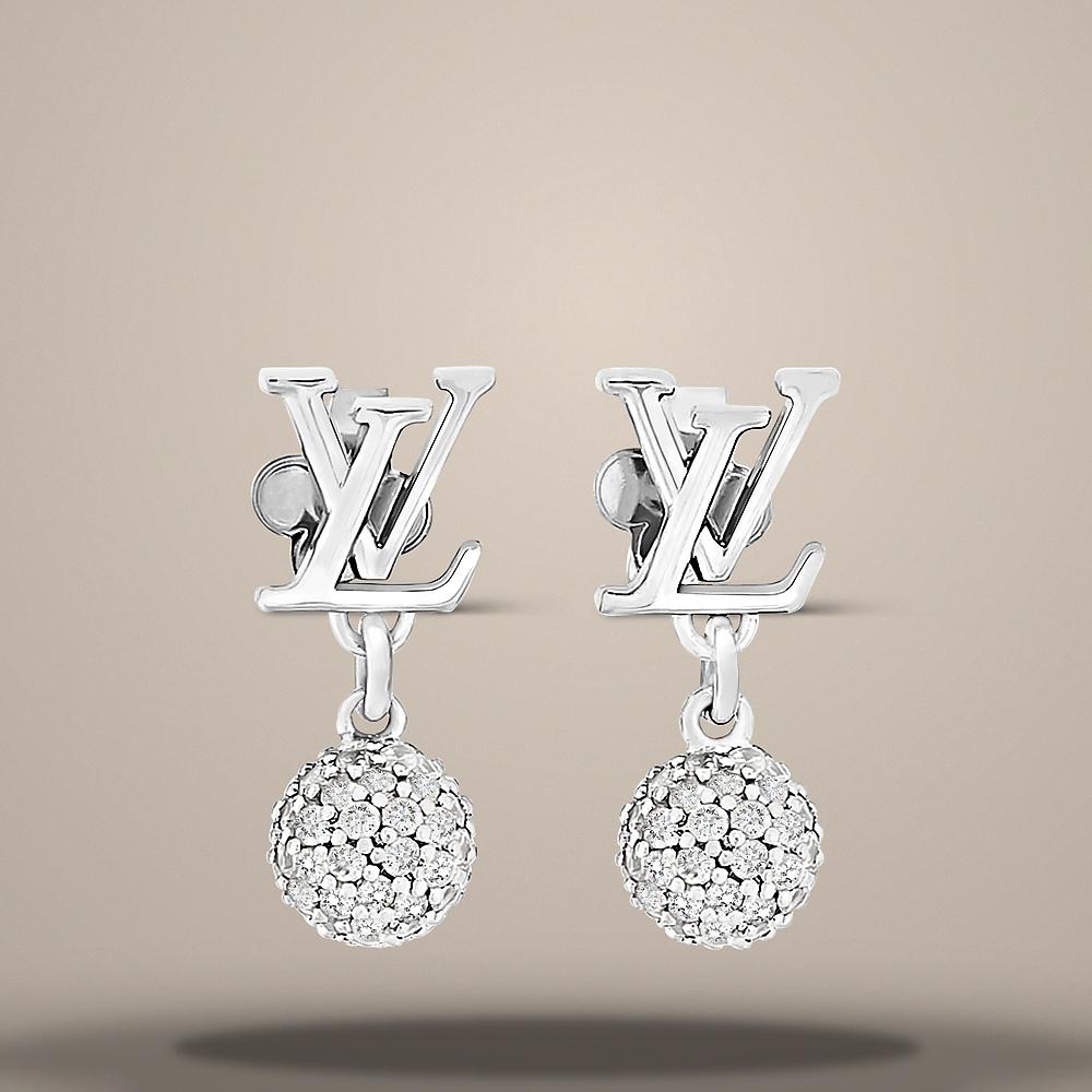 Louis Vuitton LV Iconic Louisa Strass Earrings Palladium-Tone Metal