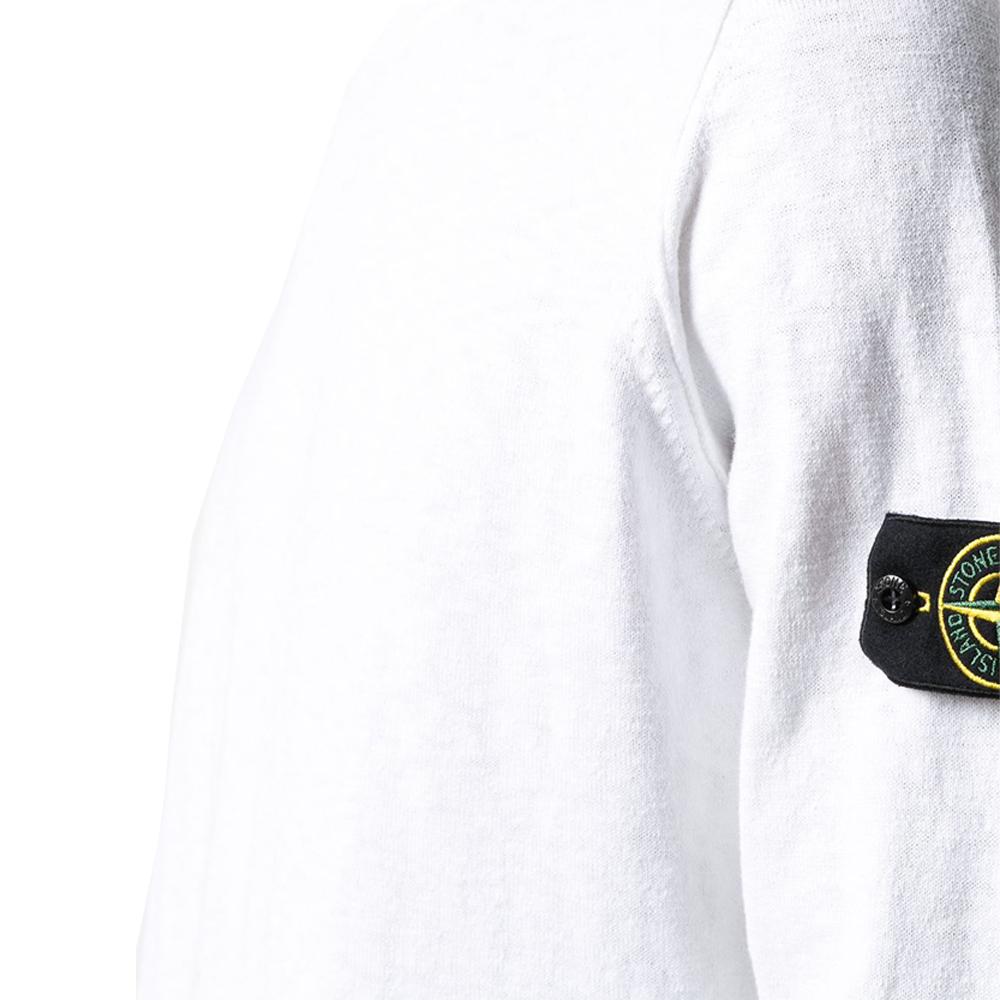 STONE ISLAND Anniversary Badge Patch Crewneck Knit Sweater White