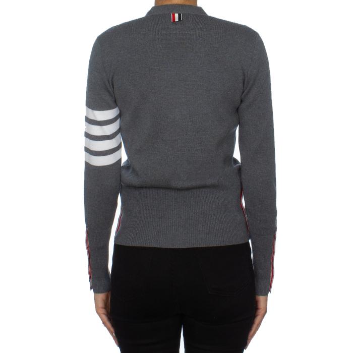 THOM BROWNE Milano Stitch Merino Wool Cardigan Gray Women
