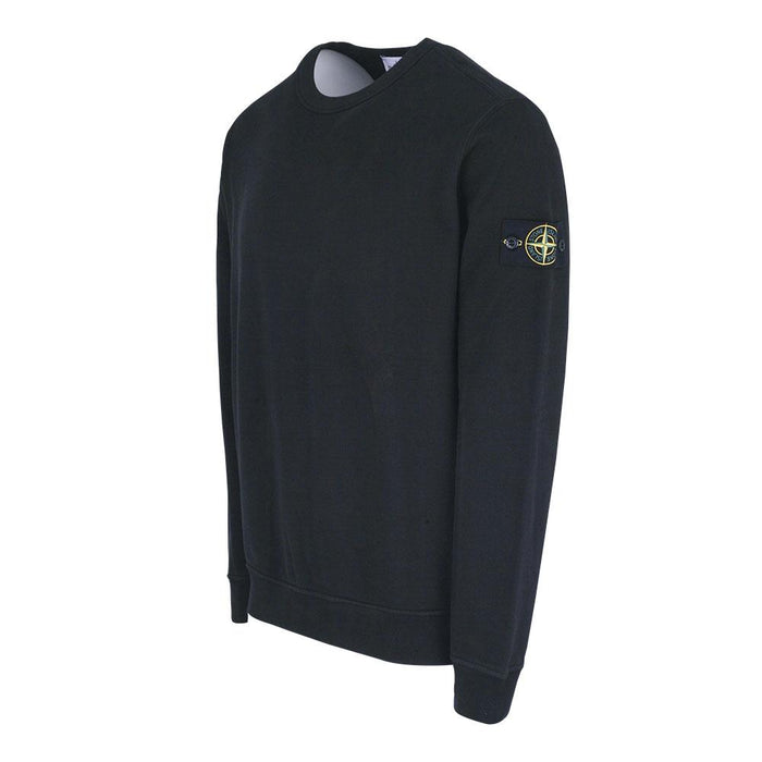 STONE ISLAND Fleece Patch Logo Crewneck Sweatshirt Black Men’s